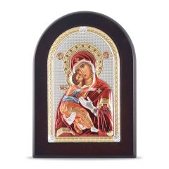 Faplakett ezüst ikon betéttel (Mária kis Jézussal)