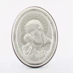 Icone Ovale - ezüstözött plakett (Mária kis Jézussal)