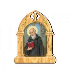 Támasztható faplakett (Szent Benedek)