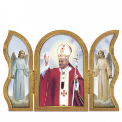 Szárnyas faplakett (Szent II. János Pál pápa)