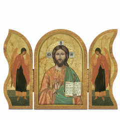 Szárnyas faplakett (ikon - Krisztus)
