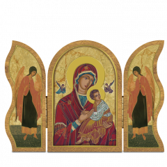 Szárnyas faplakett (ikon - Mária kis Jézussal)
