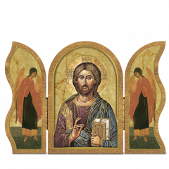 Szárnyas faplakett (ikon - Krisztus)