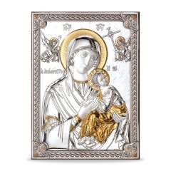 Icona - ezüstözött plakett (Mária kis Jézussal)