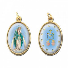 Aranyozott kétoldalas medál (Segítő Szűzanya - Mária monogram)