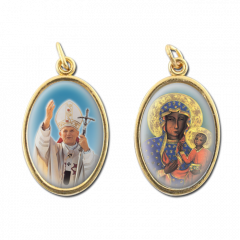 Aranyozott kétoldalas medál (Szent II. János Pál pápa - Czestochowa)