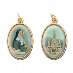 Aranyozott kétoldalas medál (Szent Bernadett - Lourdes-i templom)