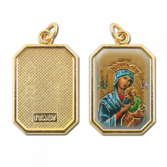 Aranyozott egyoldalas nyolcszög medál (Mária kis Jézussal - ikon)