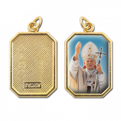 Aranyozott egyoldalas nyolcszög medál (Szent II. János Pál pápa)