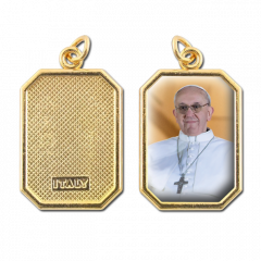 Aranyozott egyoldalas nyolcszög medál (Ferenc pápa)