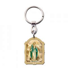 Faplakettes kulcstartó aranyozott szentképpel