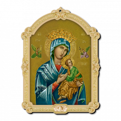 Barokk stílusú faplakett (Mária kis Jézussal - ikon)