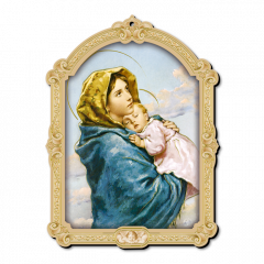 Barokk stílusú faplakett (Mária kis Jézussal)
