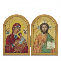 Nyitható faplakett (Mária kis Jézussal - Krisztus)