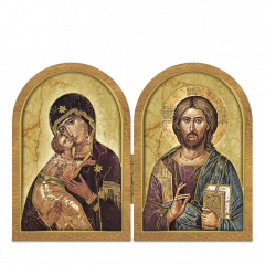 Nyitható faplakett (Mária kis Jézussal - Krisztus)