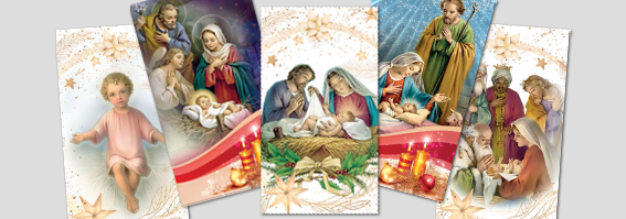 Karácsonyi szentképek és könyvjelzők aranyozott kontúrvonalakkal, változatos motívumokkal